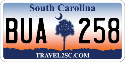 SC license plate BUA258