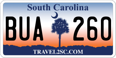 SC license plate BUA260