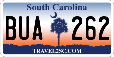 SC license plate BUA262