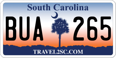 SC license plate BUA265