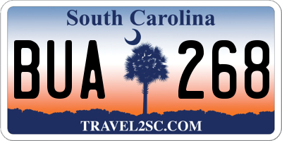 SC license plate BUA268