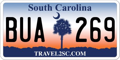 SC license plate BUA269