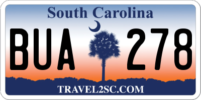 SC license plate BUA278