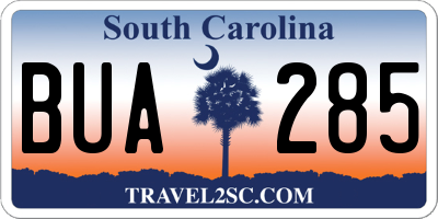 SC license plate BUA285