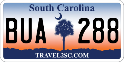 SC license plate BUA288