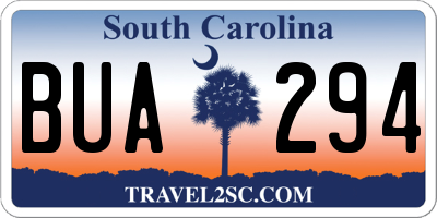 SC license plate BUA294