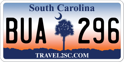 SC license plate BUA296