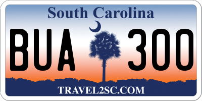 SC license plate BUA300