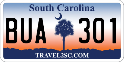 SC license plate BUA301
