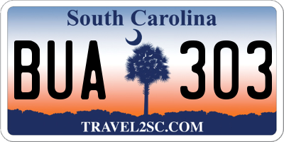 SC license plate BUA303