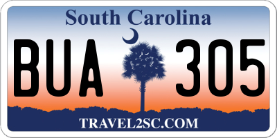 SC license plate BUA305