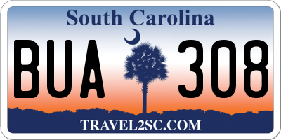 SC license plate BUA308