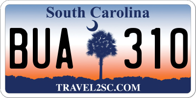 SC license plate BUA310