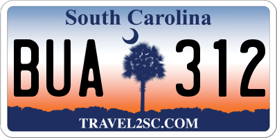 SC license plate BUA312