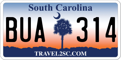 SC license plate BUA314