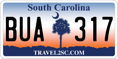 SC license plate BUA317