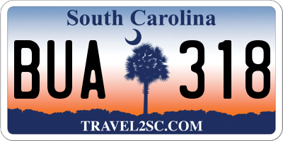 SC license plate BUA318