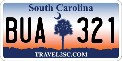 SC license plate BUA321