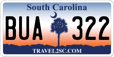 SC license plate BUA322