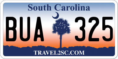 SC license plate BUA325