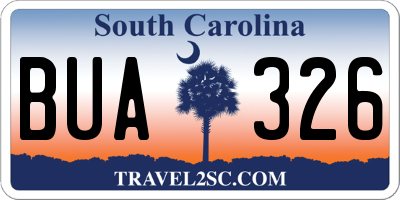 SC license plate BUA326