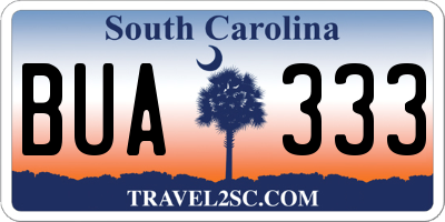 SC license plate BUA333