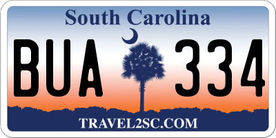 SC license plate BUA334