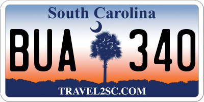 SC license plate BUA340