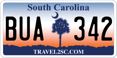 SC license plate BUA342