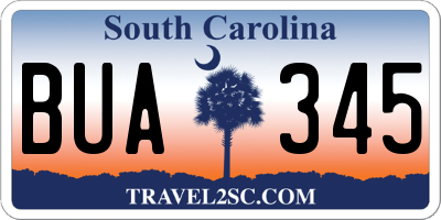 SC license plate BUA345
