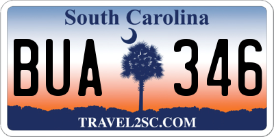 SC license plate BUA346
