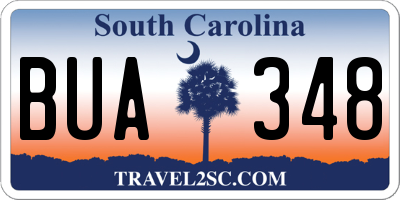 SC license plate BUA348