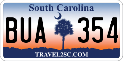 SC license plate BUA354