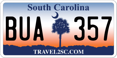 SC license plate BUA357