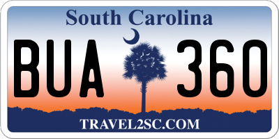SC license plate BUA360