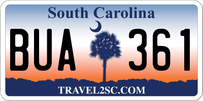 SC license plate BUA361