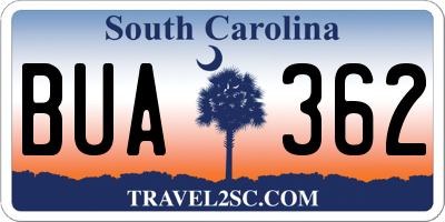 SC license plate BUA362