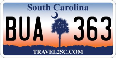 SC license plate BUA363