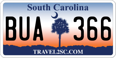 SC license plate BUA366