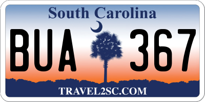 SC license plate BUA367