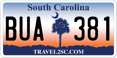 SC license plate BUA381