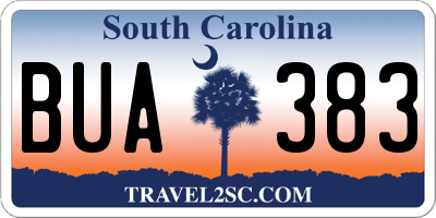 SC license plate BUA383