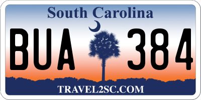 SC license plate BUA384