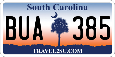 SC license plate BUA385