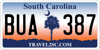 SC license plate BUA387