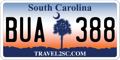 SC license plate BUA388