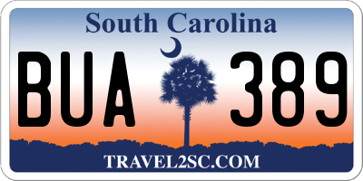 SC license plate BUA389