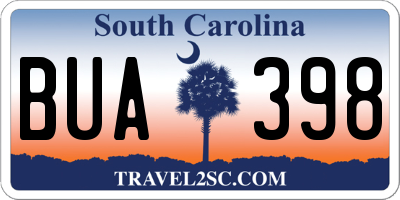 SC license plate BUA398