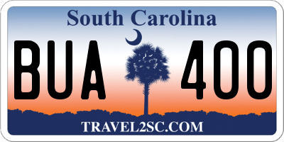 SC license plate BUA400