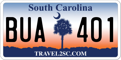 SC license plate BUA401